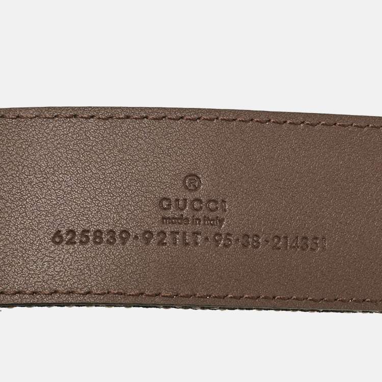 Pre Owned Gucci Beige/Ebony Jumbo GG Canvas GG Marmont Buckle Belt 95 CM