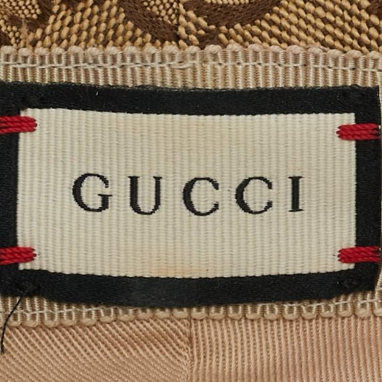 Pre Owned Gucci Brown GG Canvas and Leather Trim Bucket Hat M