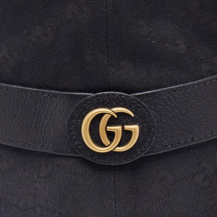 Pre Owned Gucci Black Logo Canvas & Leather Detail Bucket Hat L (59 cm)