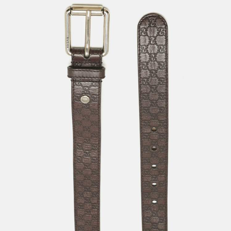 Pre Owned Gucci Brown Microguccissima Leather Buckle Belt 105 CM