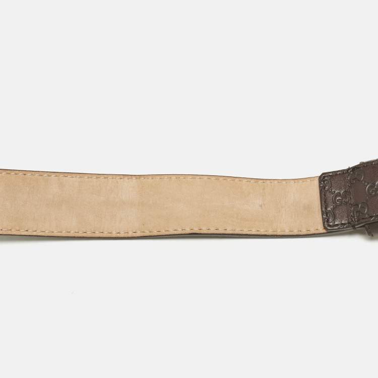 Pre Owned Gucci Brown Microguccissima Leather Buckle Belt 105 CM