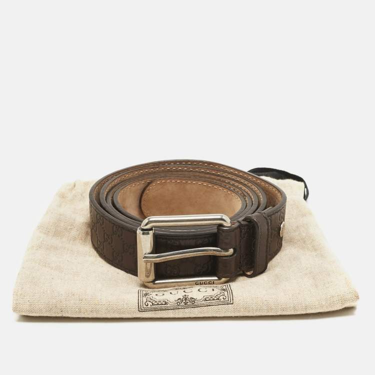 Pre Owned Gucci Brown Microguccissima Leather Buckle Belt 105 CM