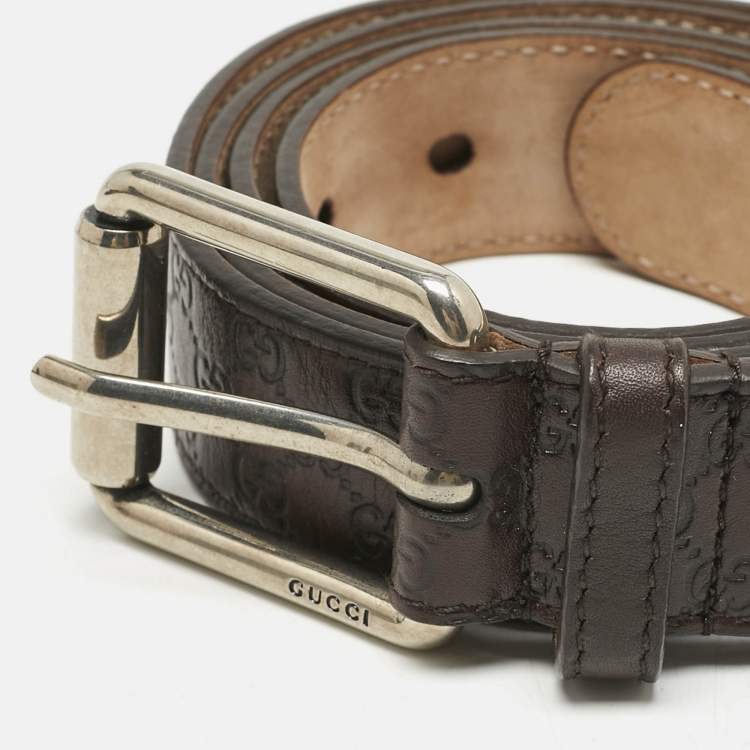 Pre Owned Gucci Brown Microguccissima Leather Buckle Belt 105 CM