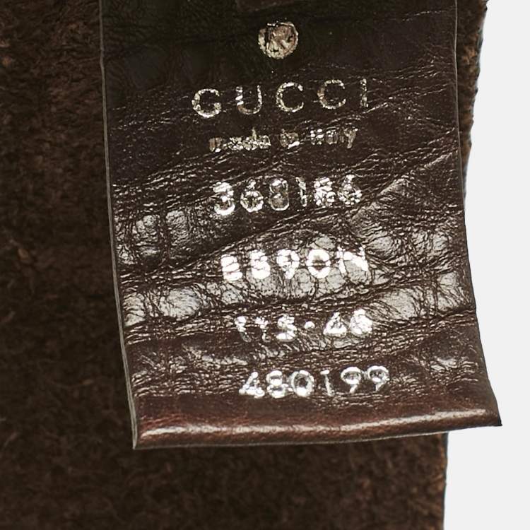 Pre Owned Gucci Brown Leather Interlocking G Buckle Belt 115 CM