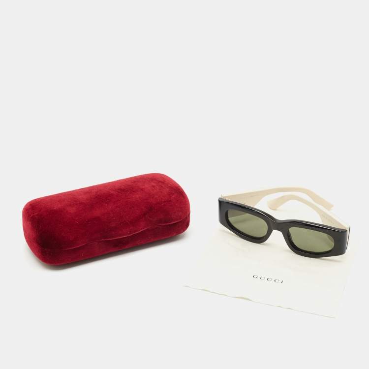 Pre Owned Gucci Black/White GG1664S Interlocking G Rectangular Sunglasses