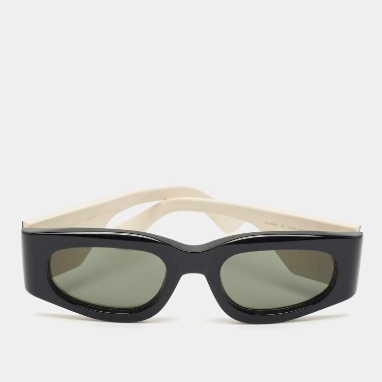 Pre Owned Gucci Black/White GG1664S Interlocking G Rectangular Sunglasses