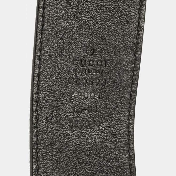 Pre Owned Gucci Black Leather Double G Buckle Belt 85CM