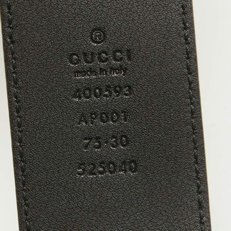 Pre Owned Gucci Black Leather GG Marmont Buckle Belt 75CM