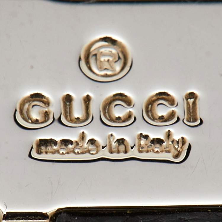 Pre Owned Gucci Leather Silver Tone Key Chain