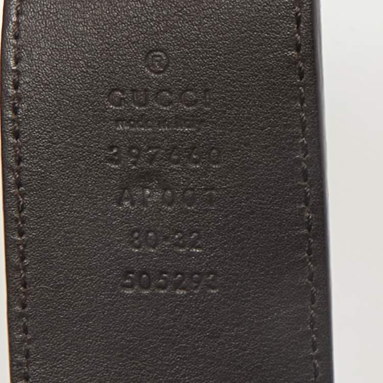 Pre Owned Gucci Dark Brown Leather GG Marmont Buckle Belt 80CM