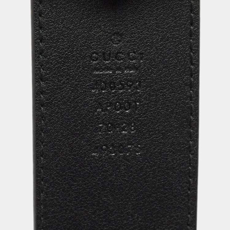 Pre Owned Gucci Black Leather GG Marmont Buckle Belt 70CM