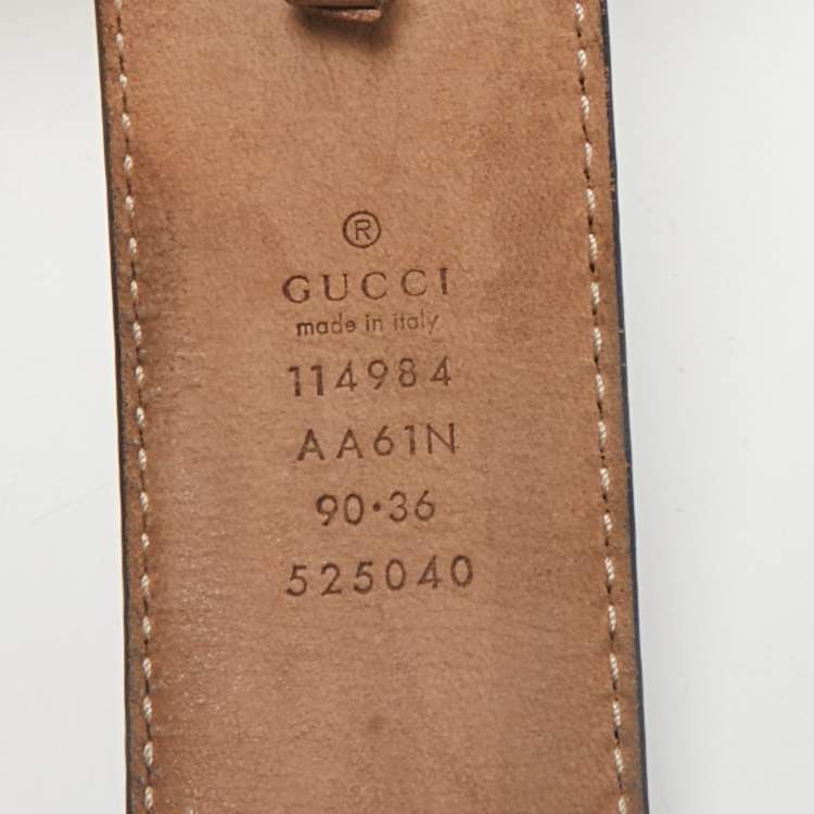 Pre Owned Gucci Black Guccissima Leather Interlocking G Buckle Belt 90 CM