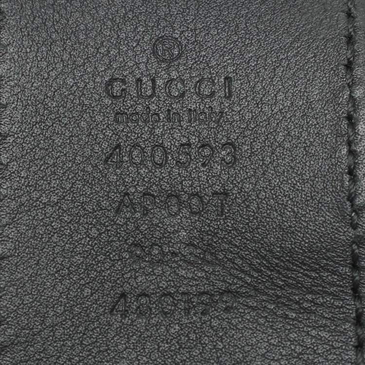 Pre Owned Gucci Black Leather Double GG Buckle Belt 90CM