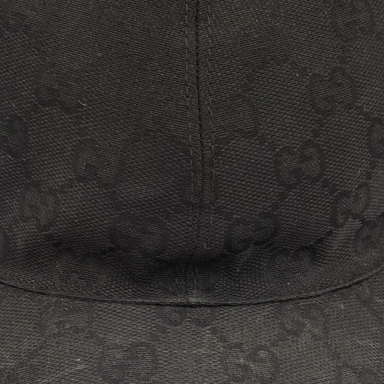 Pre Owned Gucci Black Web Detail GG Canvas Baseball Cap S