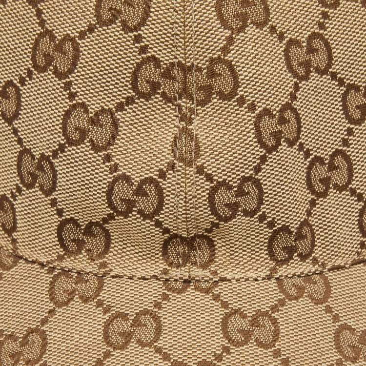 Pre Owned Gucci Beige Original GG Canvas Web Detail Baseball Cap S