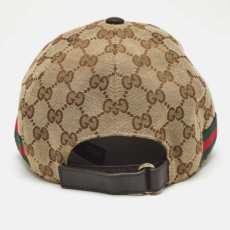 Pre Owned Gucci Beige Original GG Canvas Web Detail Baseball Cap S