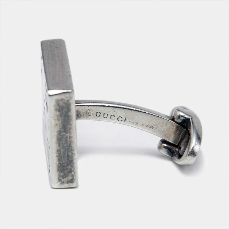 Pre Owned Gucci Ghost Silver 925 Rectangular Cufflinks 
