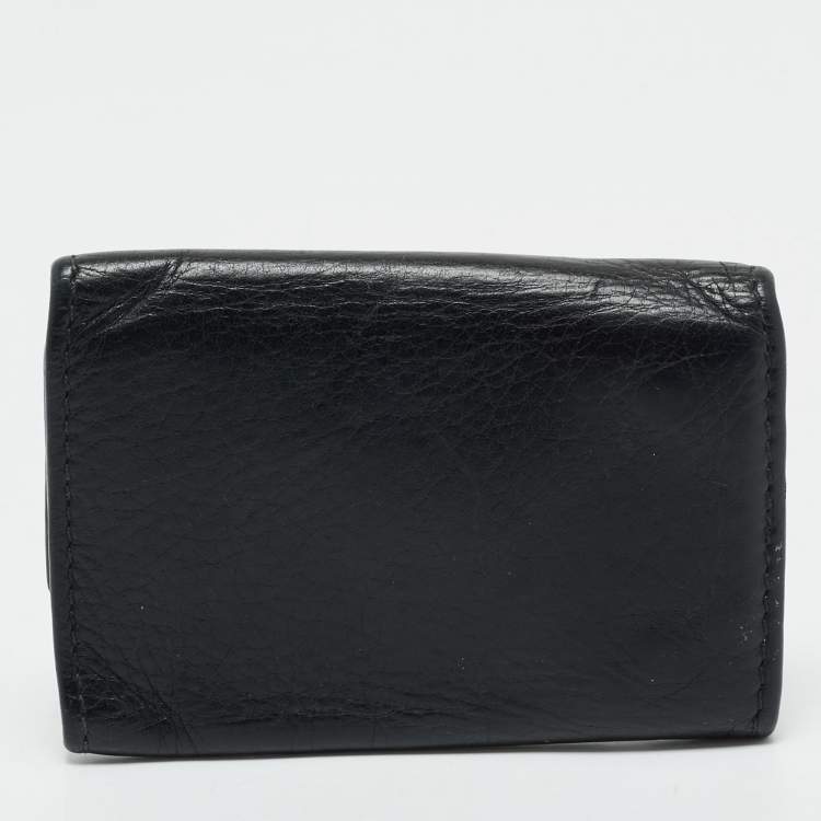 Pre Owned Gucci Black Leather Interlocking G Key Holder