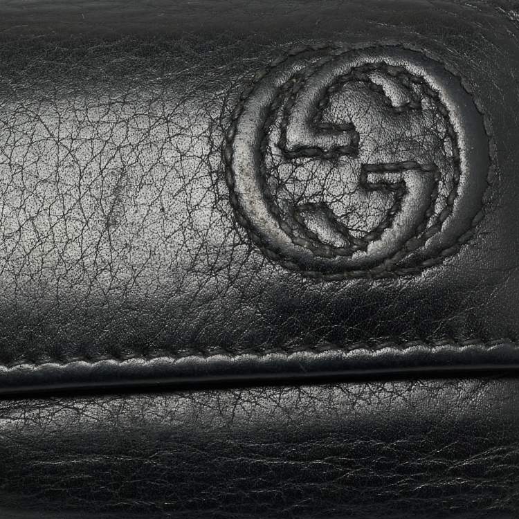 Pre Owned Gucci Black Leather Interlocking G Key Holder