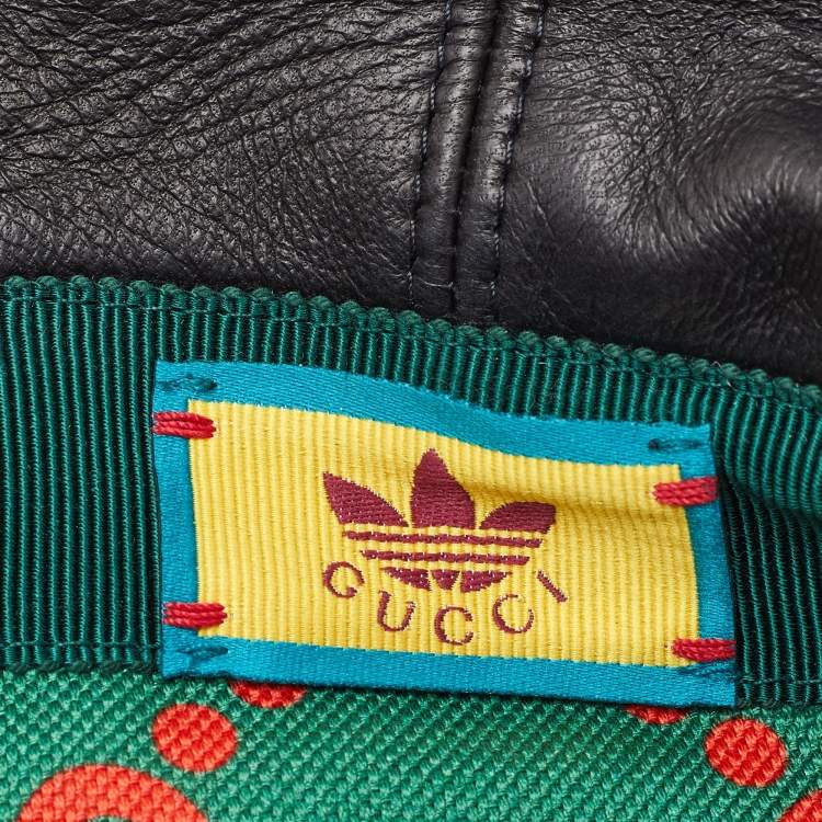 Pre Owned Gucci x Adidas Black Web Trim Leather Bucket Hat S/56 cm