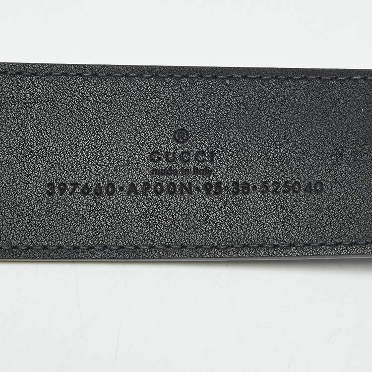 Pre Owned Gucci Black Leather GG Marmont Buckle Belt 95 CM