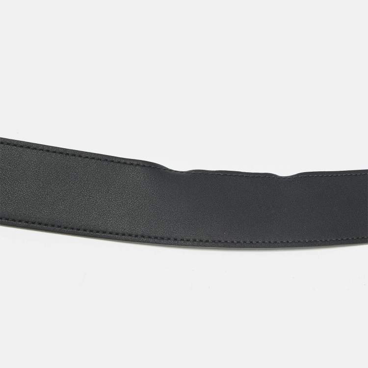 Pre Owned Gucci Black Leather Interlocking G Buckle Belt 90 CM
