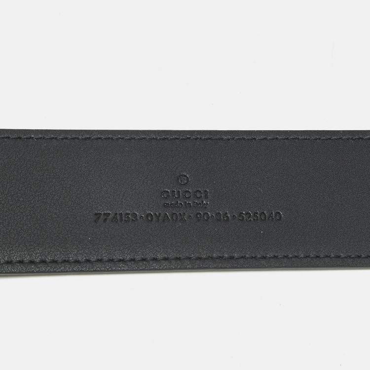Pre Owned Gucci Black Leather Interlocking G Buckle Belt 90 CM