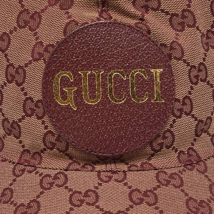 Pre Owned Gucci Burgundy GG Supreme Canvas Baseball Cap L