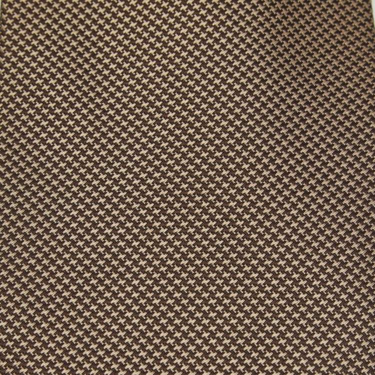 Pre Owned Gucci Brown Houndstooth Pattern Silk Jacquard Tie