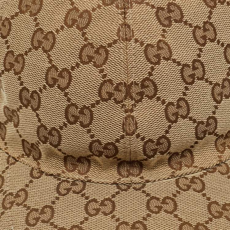 Pre Owned Gucci Beige Original GG Canvas Web Detail Baseball Cap S