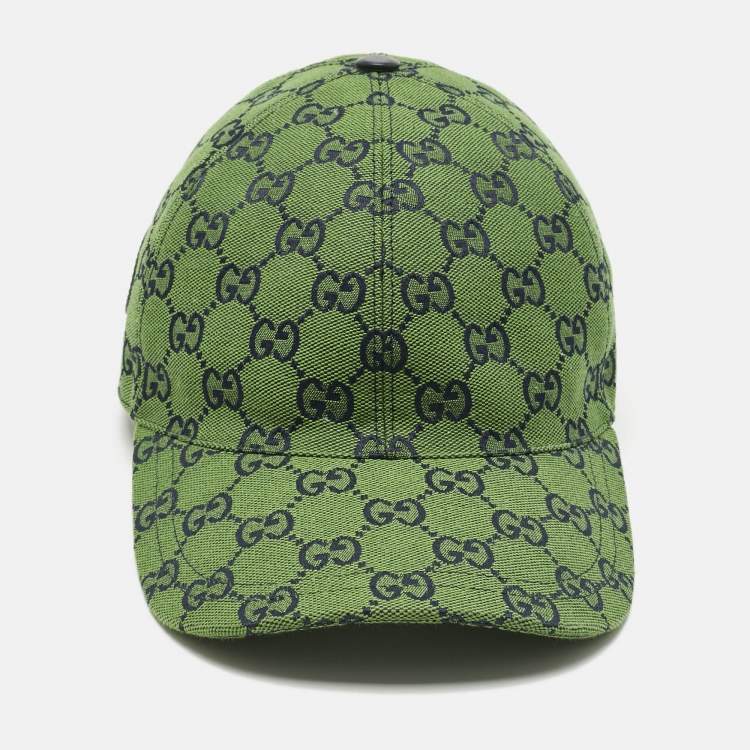Pre Owned Gucci Green GG Supreme Canvas Baseball Cap L