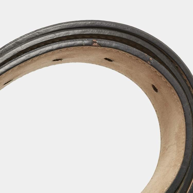 Pre Owned Gucci Olive Green GG Imprime Canvas Interlocking G Buckle Belt 95CM