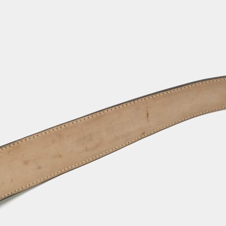 Pre Owned Gucci Olive Green GG Imprime Canvas Interlocking G Buckle Belt 95CM