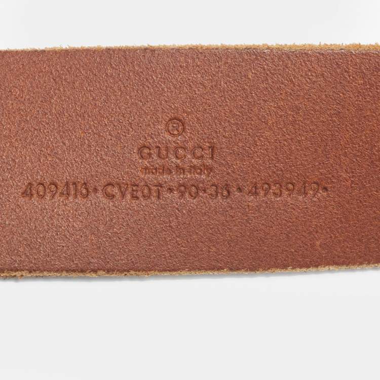 Pre Owned Gucci Brown Leather GG Marmont Buckle Belt 90CM