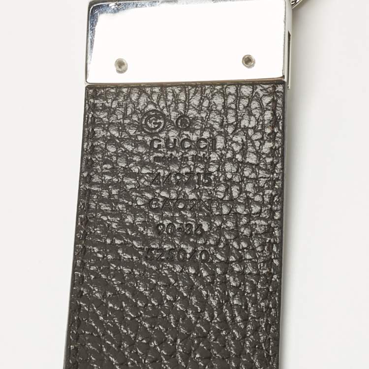 Pre Owned Gucci Black/Dark Brown Leather 1973 Reversible Buckle Belt 90CM