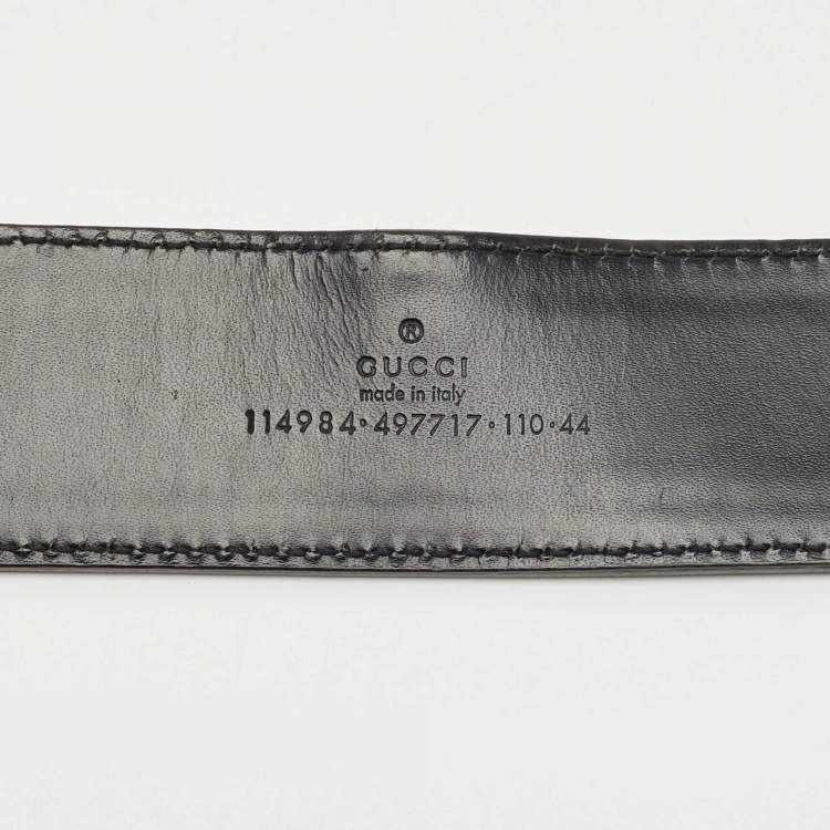 Pre Owned Gucci Black Web Canvas and Leather Interlocking G Belt 110CM