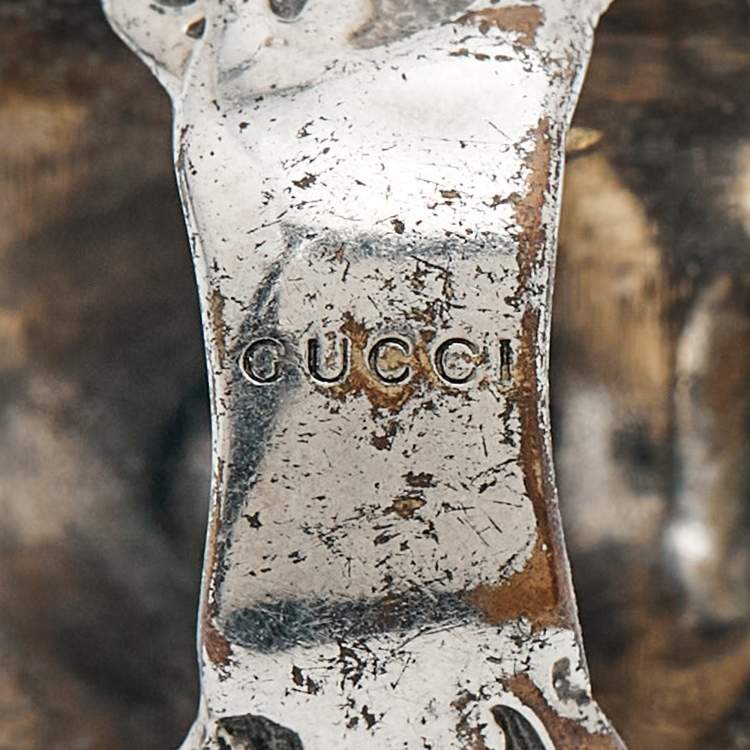 Pre Owned خاتم غوتشي فضة بنقش رأس أسد مقاس 59