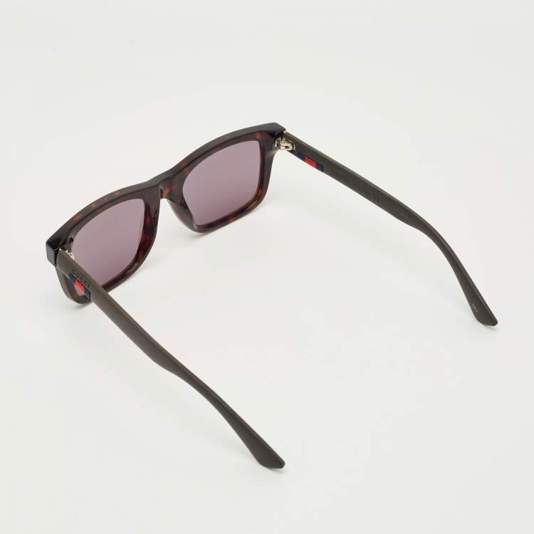 Pre Owned Gucci Tortoise Brown/Grey GG0008S Wayfarer Sunglasses