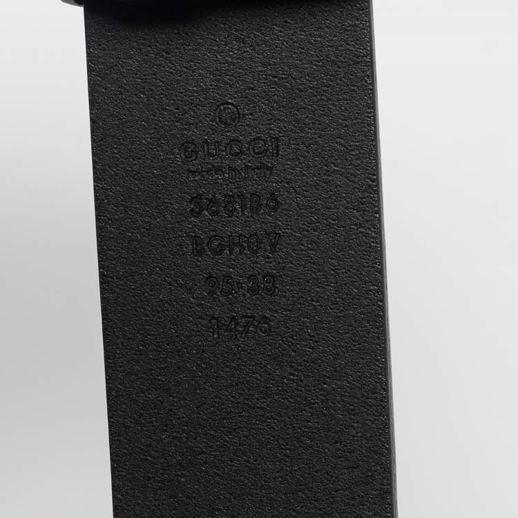 Pre Owned Gucci Black Leather Interlocking G Belt 95CM