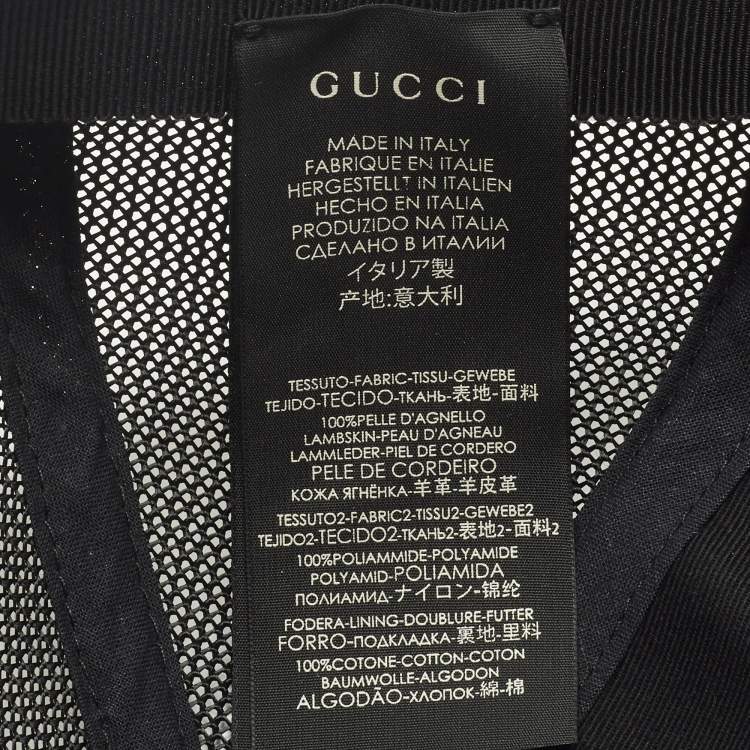 Pre Owned Gucci Black Guccy Stars Leather and Mesh Tucker Cap M