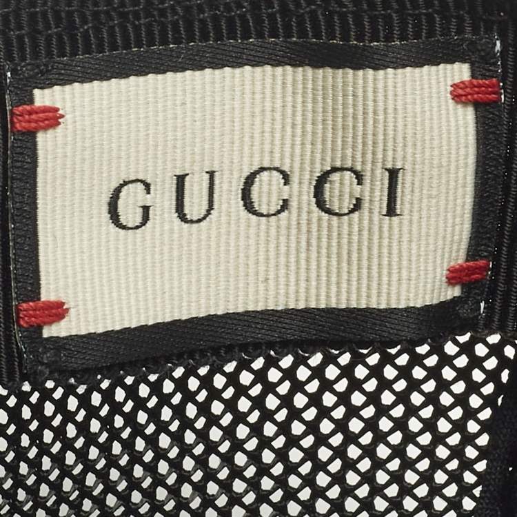 Pre Owned Gucci Black Guccy Stars Leather and Mesh Tucker Cap M