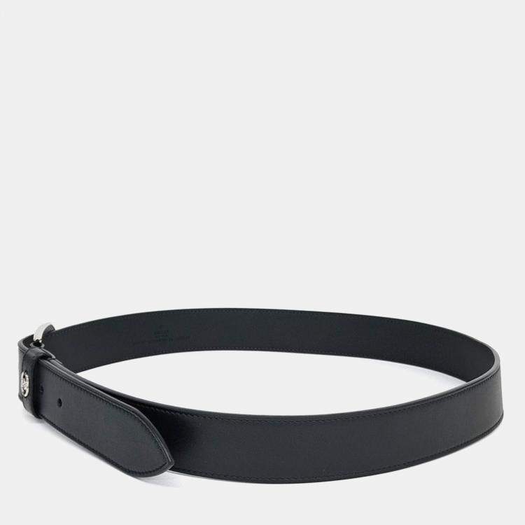Pre Owned Gucci Black Leather Interlocking G Belt