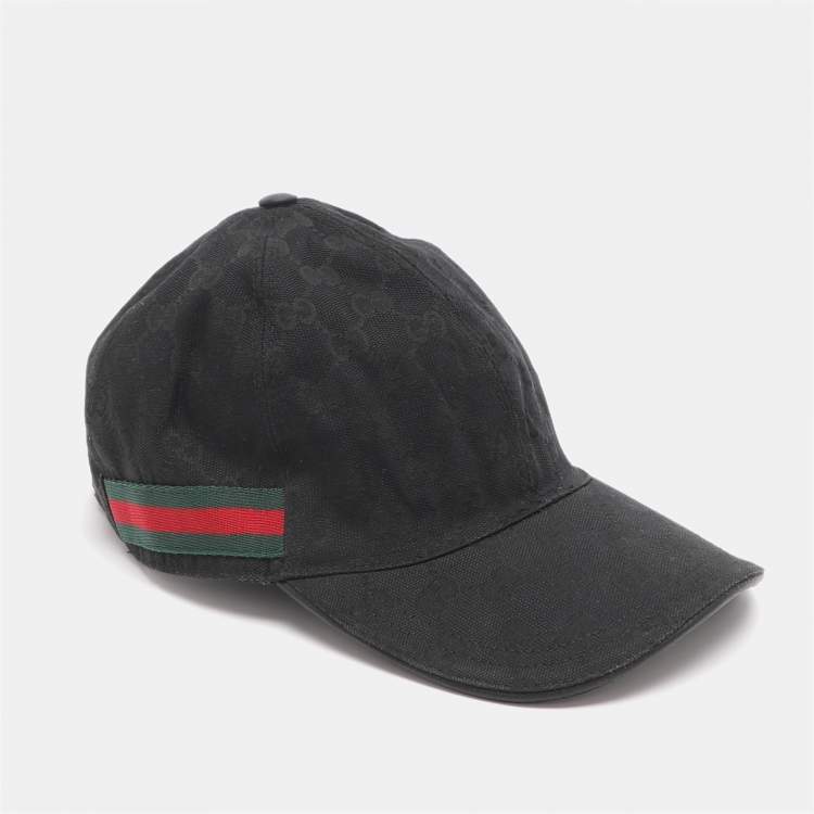 Pre Owned Gucci Black GG Canvas Web Baseball Cap L
