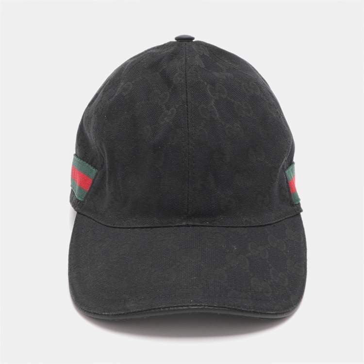 Pre Owned Gucci Black GG Canvas Web Baseball Cap L