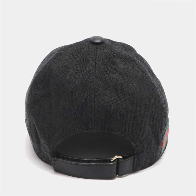 Pre Owned Gucci Black GG Canvas Web Baseball Cap L