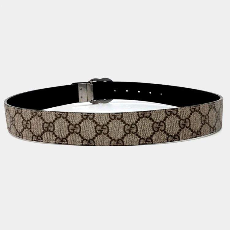 Pre Owned Gucci Double G Buckle Reversible Belt