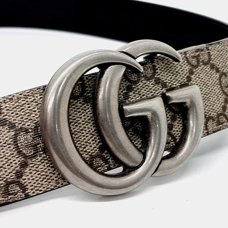 Pre Owned Gucci Double G Buckle Reversible Belt