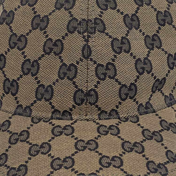 Pre Owned Gucci Beige/Blue Original GG Canvas Web Detail Baseball Cap XL