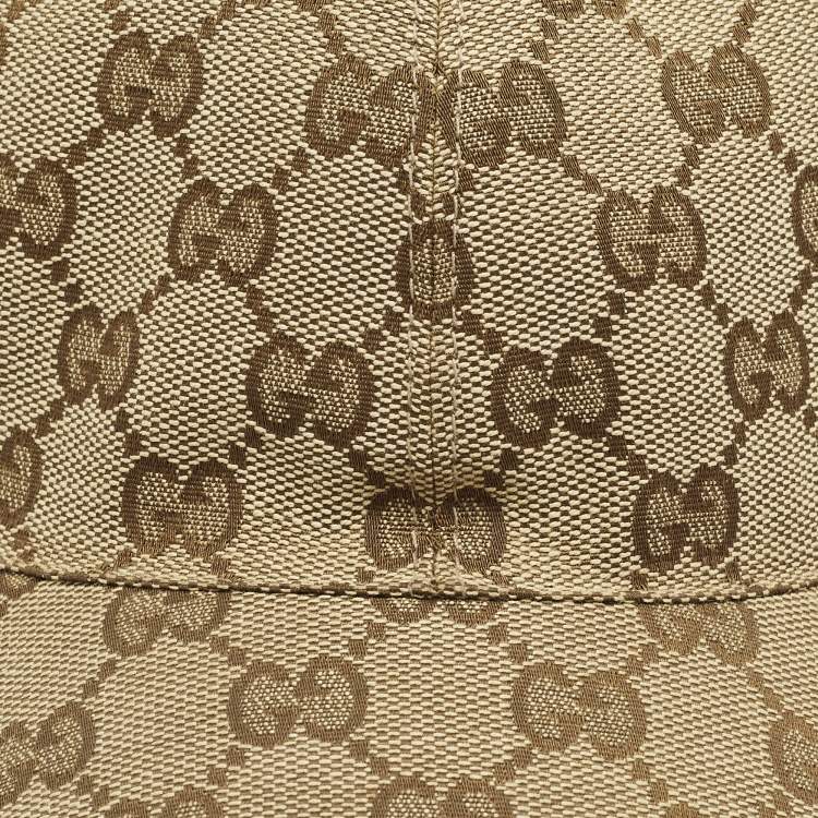 Pre Owned Gucci Beige Original GG Canvas Web Detail Baseball Cap S
