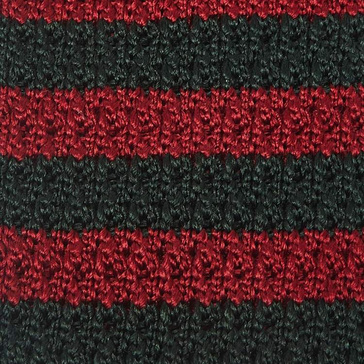 Pre Owned Gucci Red/Green UFO Patch Striped Silk Knit Tie